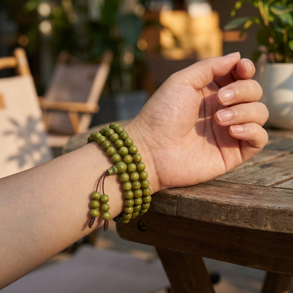 Mộc Forest Classic – Green Sandalwood 108 Beads Bracelet (Pure Series)
