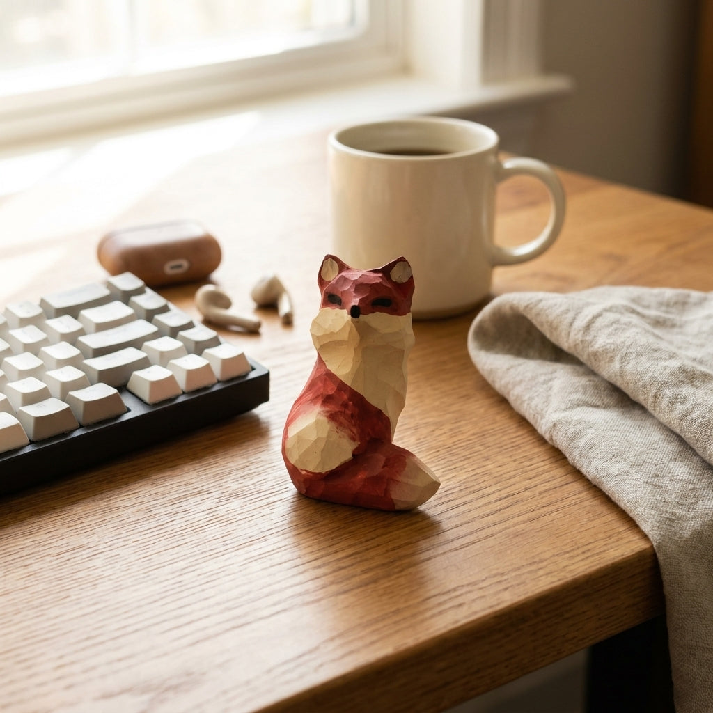 Mộc Aki — Bé Cáo Aki | Little Wooden Fox Figure 🦊