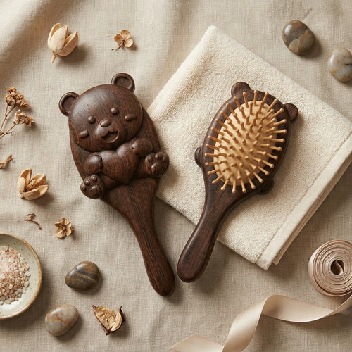 Mộc Bear – Bàn Chải Gỗ Đàn Hương Massage Gấu Ôm Tim | Cozy Massage Hair Brush