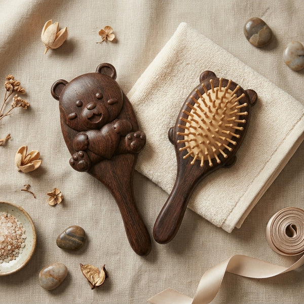Mộc Bear – Bàn Chải Gỗ Đàn Hương Massage Gấu Ôm Tim | Cozy Massage Hair Brush