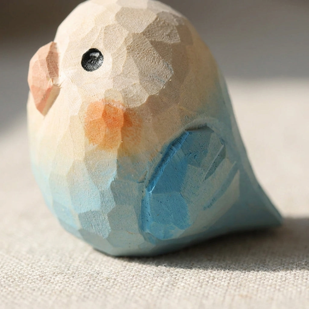 🕊️ Mộc Lune — Little Blue Bird | Tiny Wooden Bird Figure