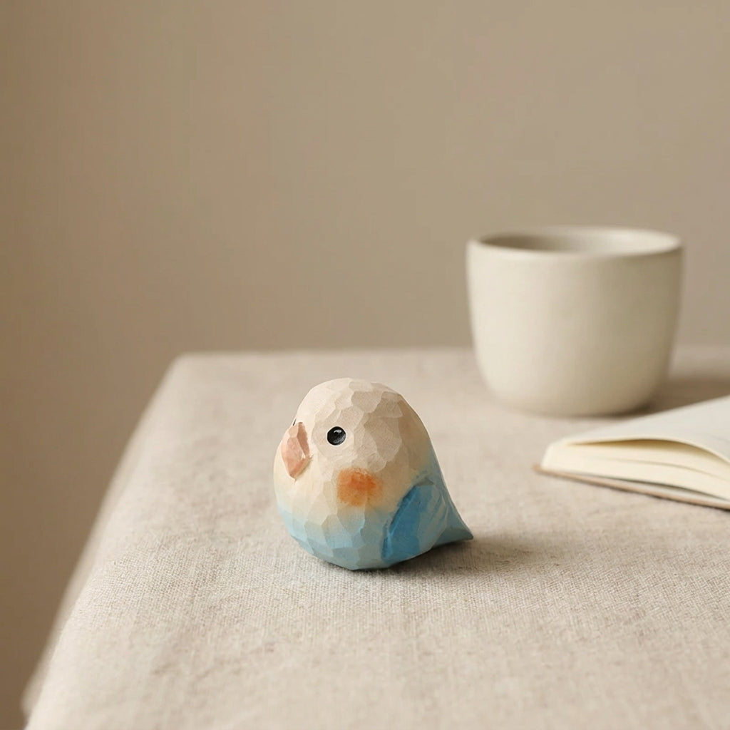 🕊️ Mộc Lune — Little Blue Bird | Tiny Wooden Bird Figure