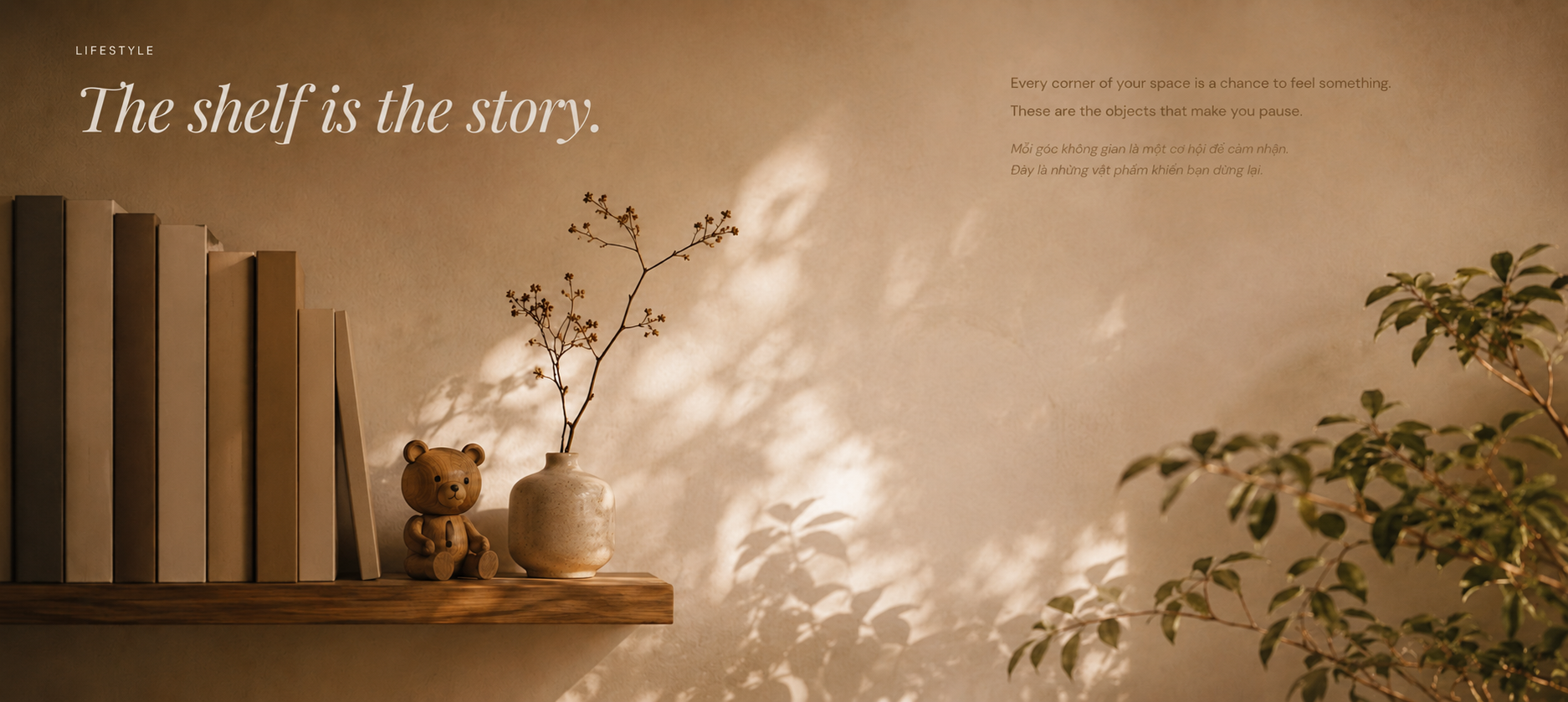 The shelf is the story.