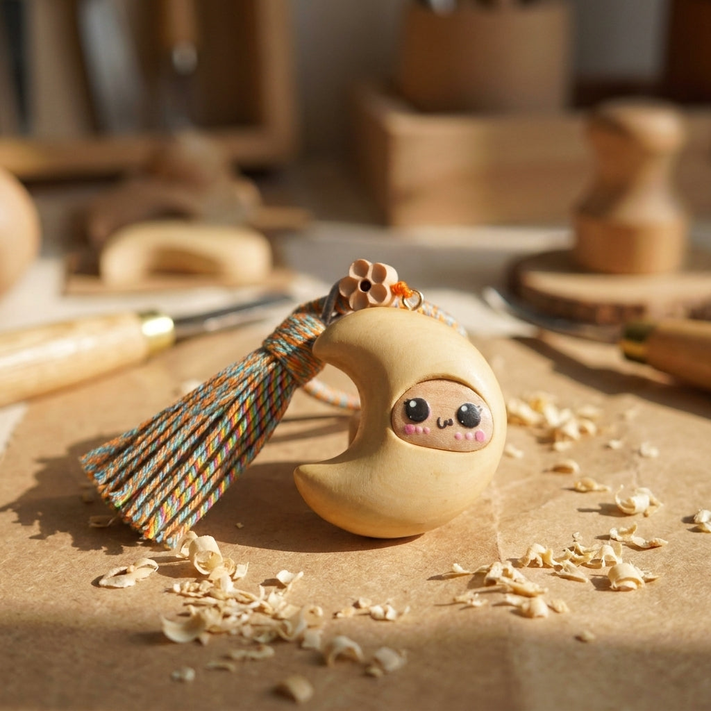 Mộc Charm — Soft Smile Moon | Wooden Charm