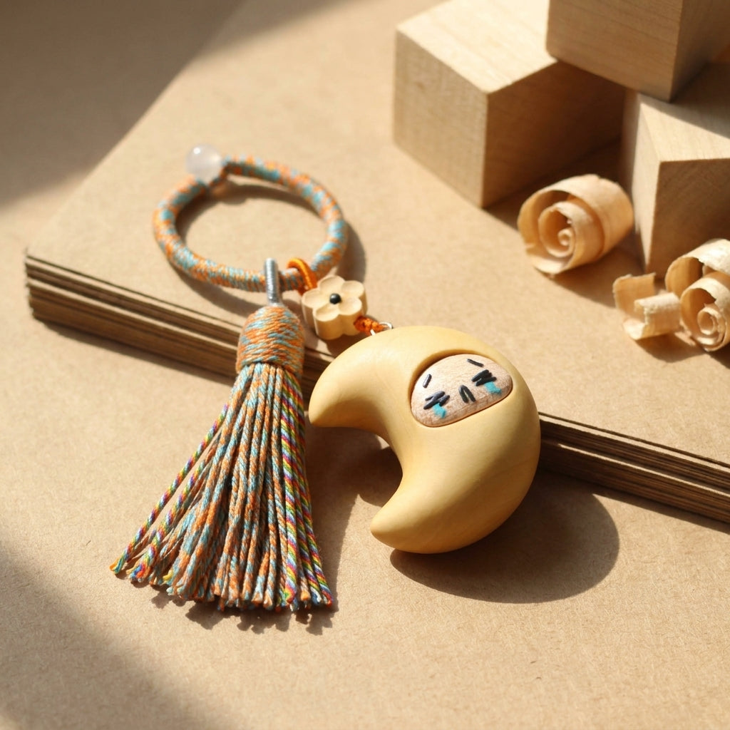 Mộc Charm — Crying Baby Moon | Wooden Charm