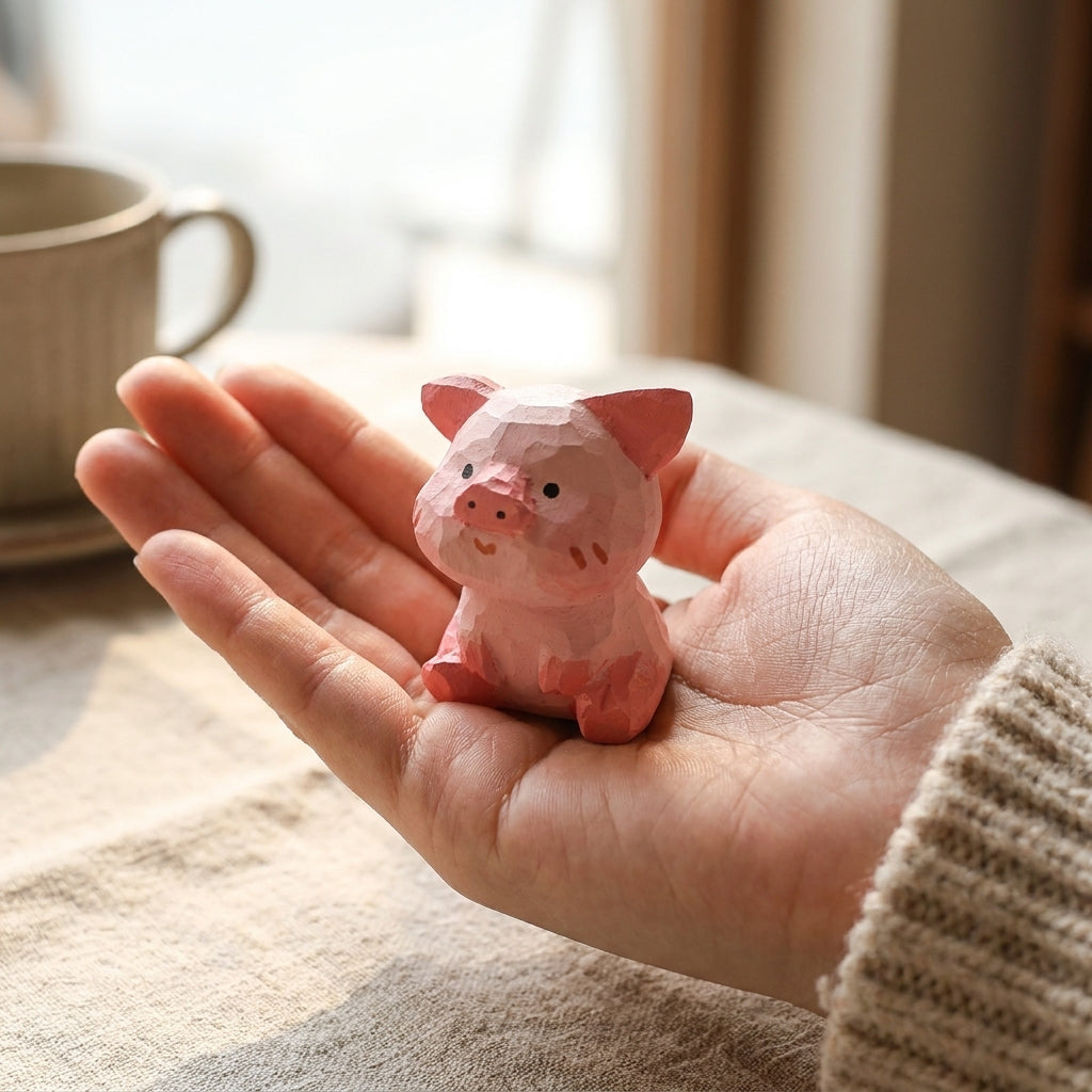 Mộc Pinklet — Bé Heo Gỗ Hồng | Pink Wooden Pig Figure 🐷🌸