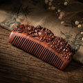 Mộc Phoenix – Lược Gỗ Tử Đàn Khắc Phượng Mẫu Đơn | Purple Sandalwood Phoenix Comb