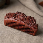 Mộc Phoenix – Lược Gỗ Tử Đàn Khắc Phượng Mẫu Đơn | Purple Sandalwood Phoenix Comb