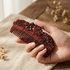 Mộc Phoenix – Lược Gỗ Tử Đàn Khắc Phượng Mẫu Đơn | Purple Sandalwood Phoenix Comb