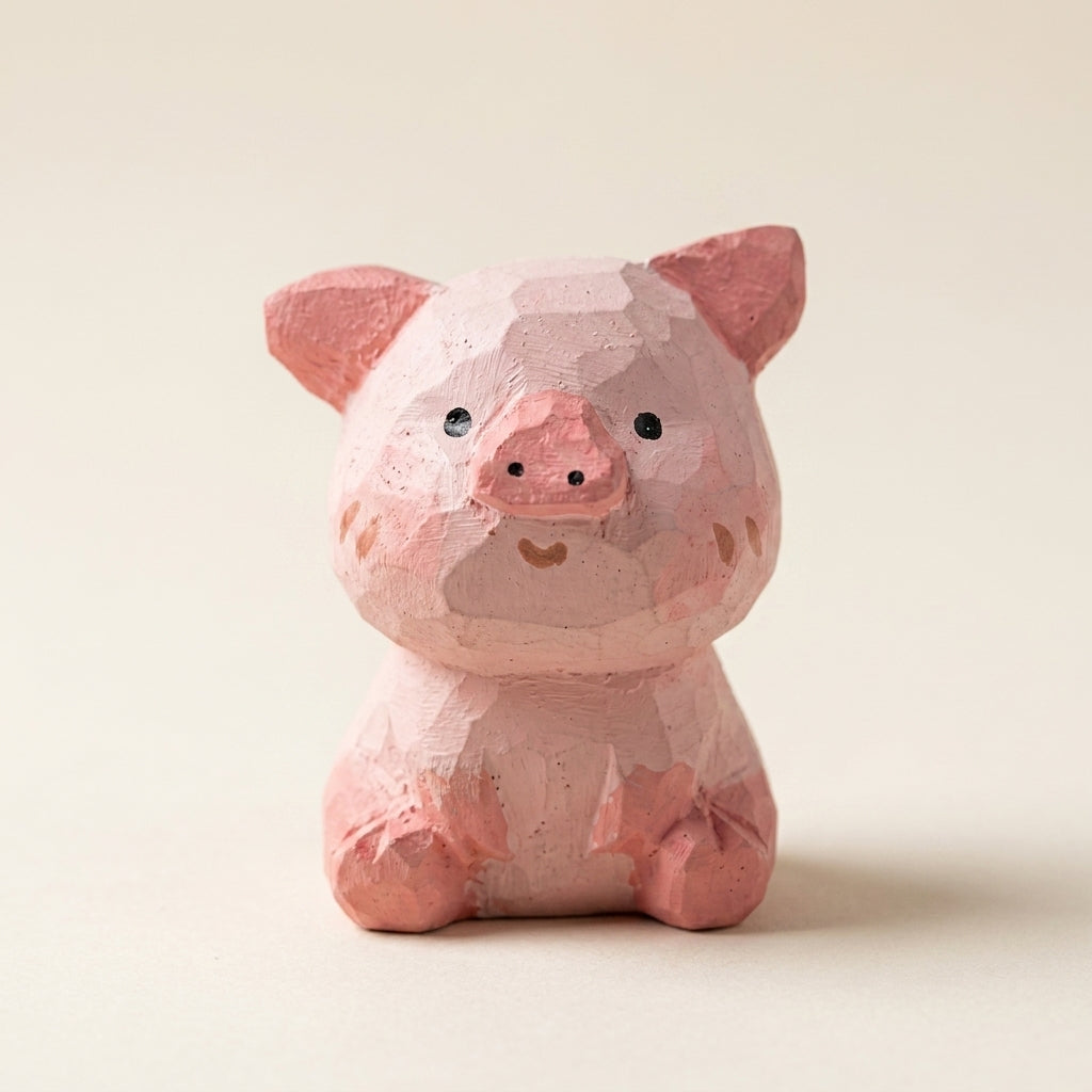 Pink piggy bank with a heart on a beige background