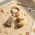 Mộc Charm — Soft Smile Moon | Wooden Emoji Charm