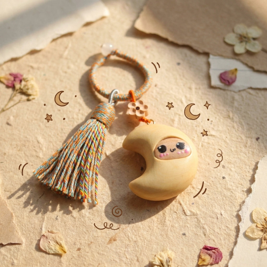 Mộc Charm — Soft Smile Moon | Wooden Charm