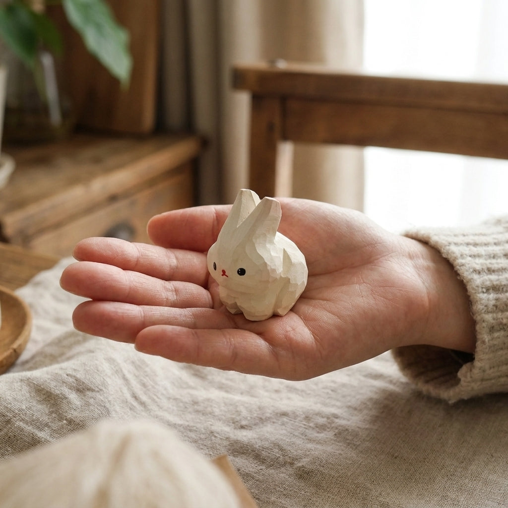 Mộc Snowbun — Bé Thỏ Gỗ Trắng | White Wooden Rabbit Figure