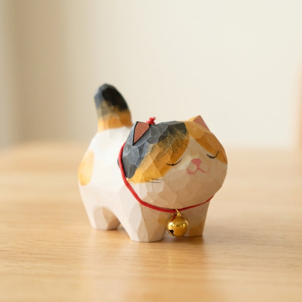 Mộc Mikan — Bé Mèo Mikan | Little Wooden Cat Figure 🐈