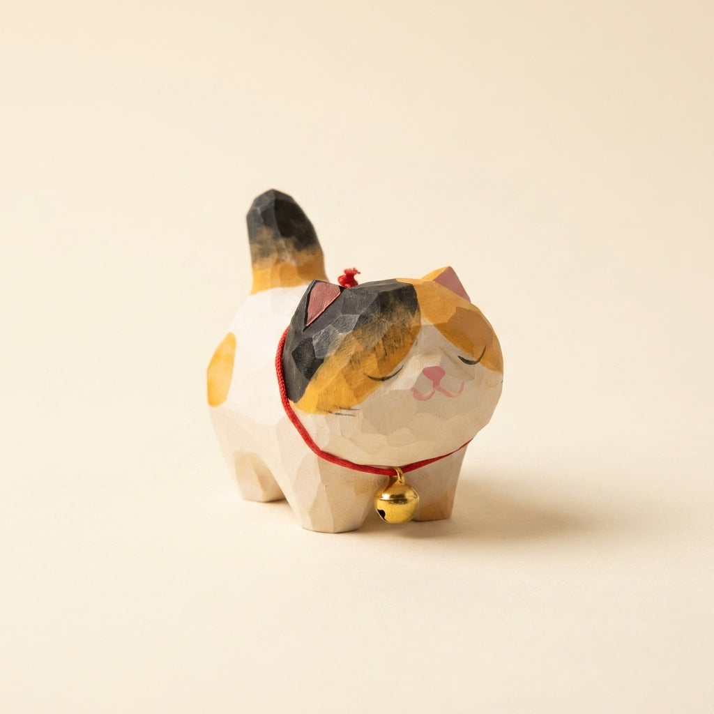 Mộc Mikan — Bé Mèo Mikan | Little Wooden Cat Figure 🐈