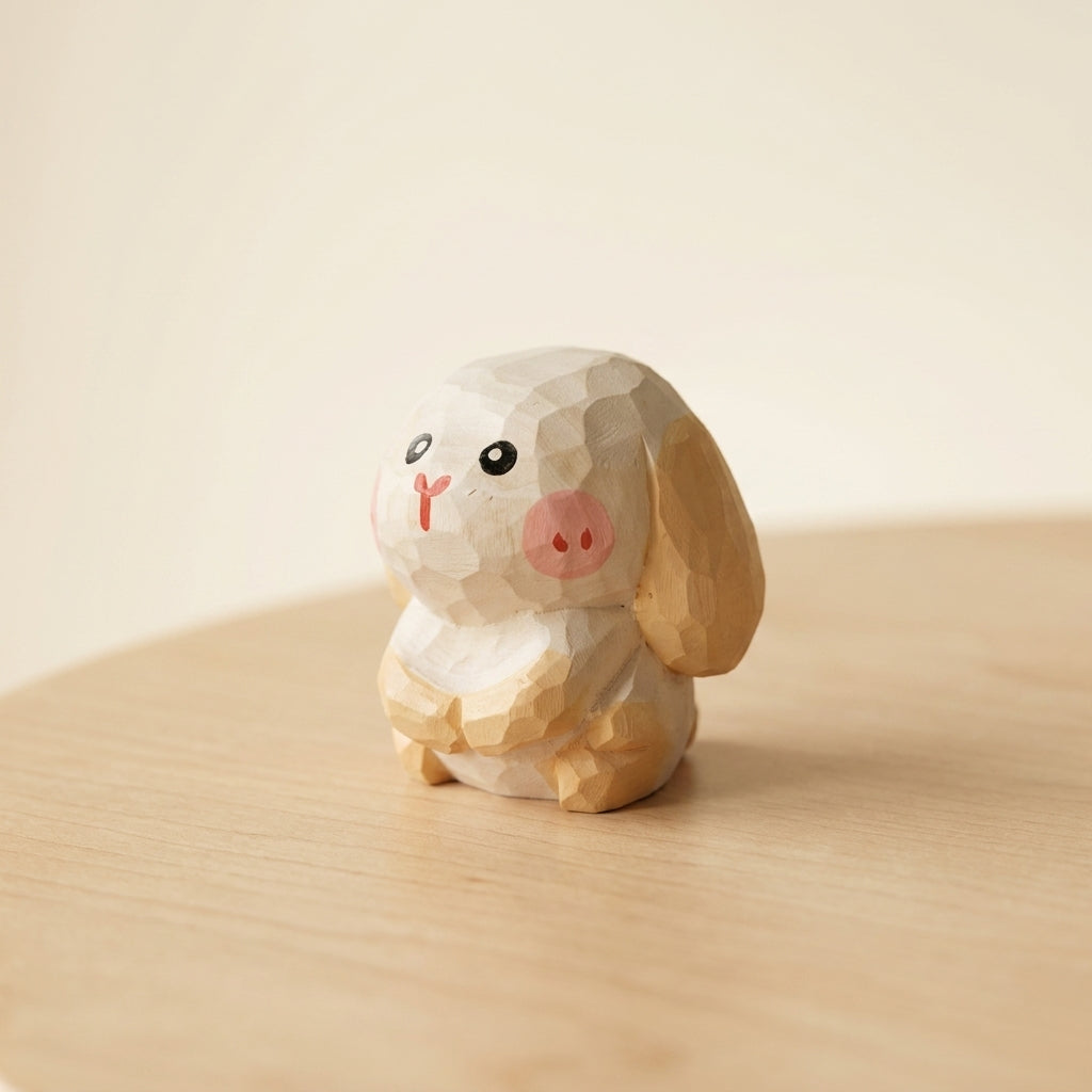 Mộc Momo — Bé Thỏ Má Hồng | Little Wooden Bunny Figure 🐰