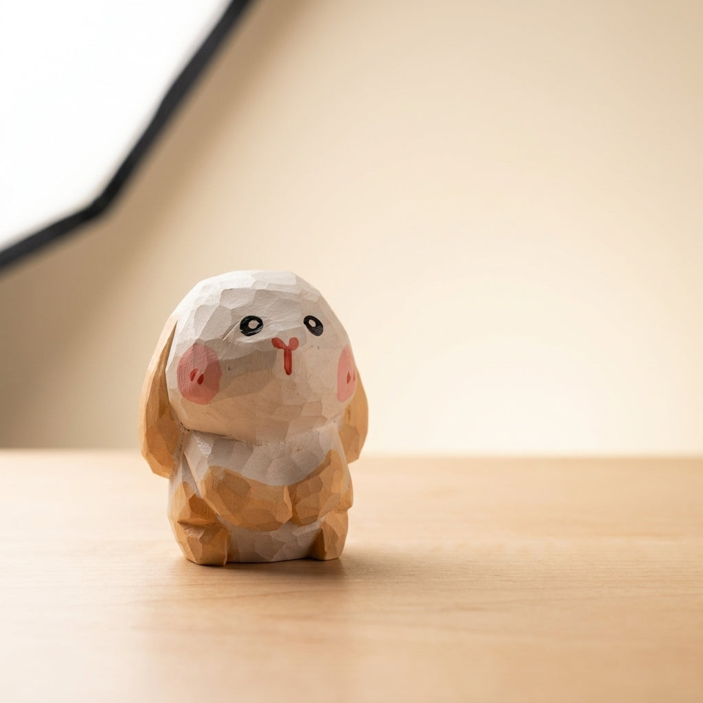 Mộc Momo — Bé Thỏ Má Hồng | Little Wooden Bunny Figure 🐰