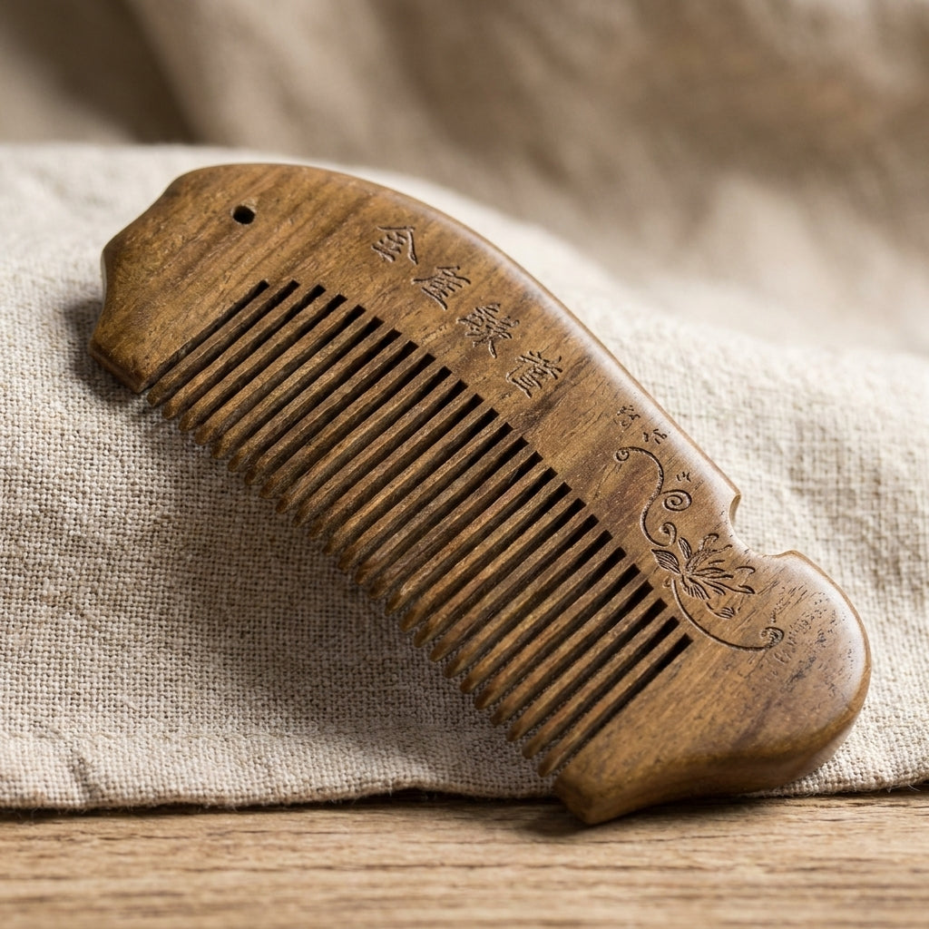 Mộc Willow – Lược Gỗ Đàn Hương Hoa Dáng Thơ | Golden Sandalwood Willow Comb