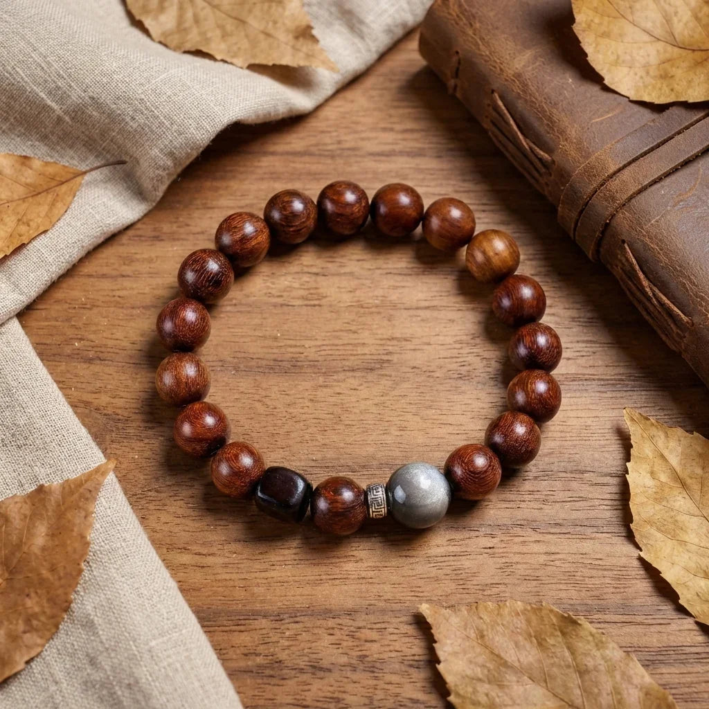 vong-tay-go-nau-do-dam-rosewood-obsidian-unisex-nam-nu - Mộc By Dylan