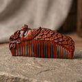 Mộc Peacock - Lược Gỗ Tử Đàn Khắc Công – Purple Sandalwood Peacock Comb